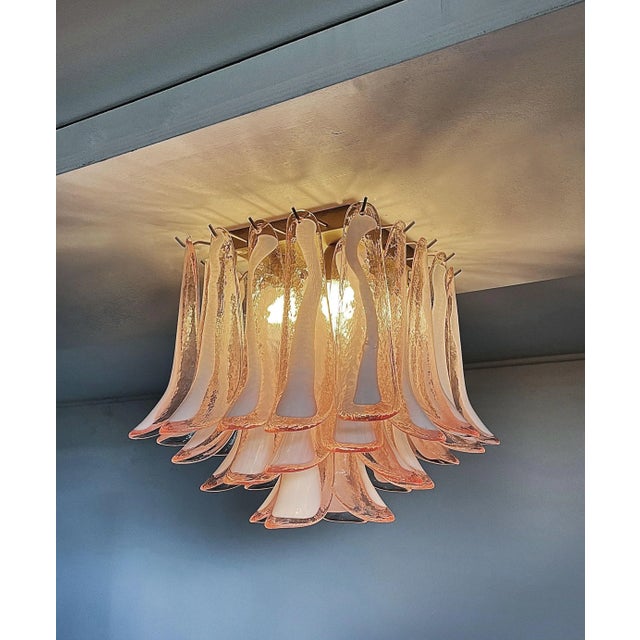 2020s Spectacular Murano Pink Glass Petal Flush Mount Ceiling Lamp, Italy For Sale - Image 5 of 5