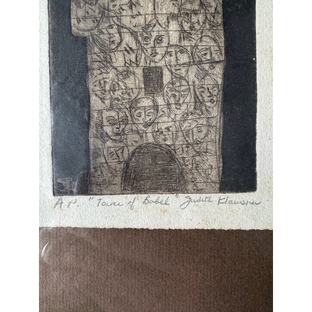 Judith Claussen Brazilian Modernist “Tower of Babel” Artist Proof Etching For Sale - Image 4 of 7