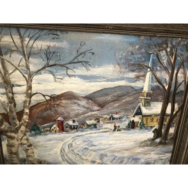 American Signed Winter Church Scene by F. Michaels For Sale - Image 3 of 13