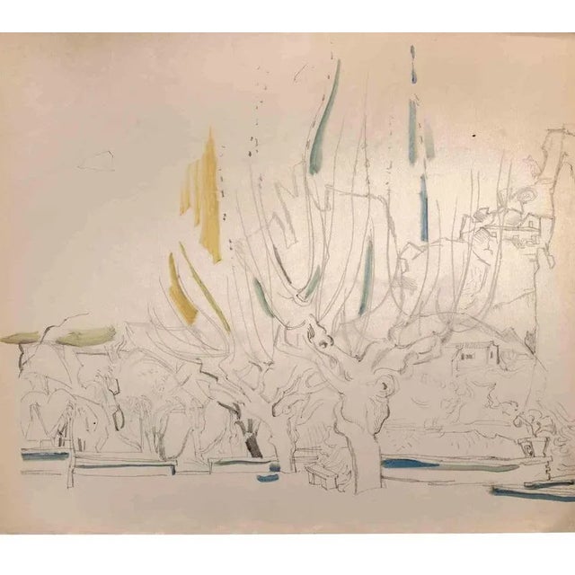 Cityscape is a Pencil and Watercolour Drawing realized by Reynold Arnould (Le Havre 1919 - Parigi 1980). Good condition....