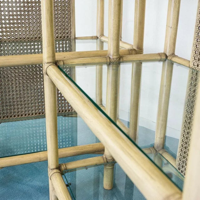 Brown Vintage Bamboo & Glass Shelves, 1980s, Set of 2 For Sale - Image 8 of 14