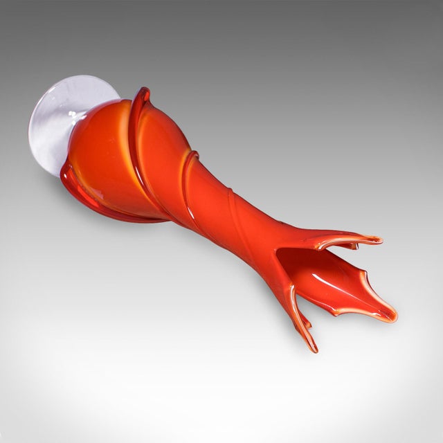 Vintage Murano Trumpet Vase, Italian, Art Glass, Display, Mid Century Modern For Sale - Image 9 of 10