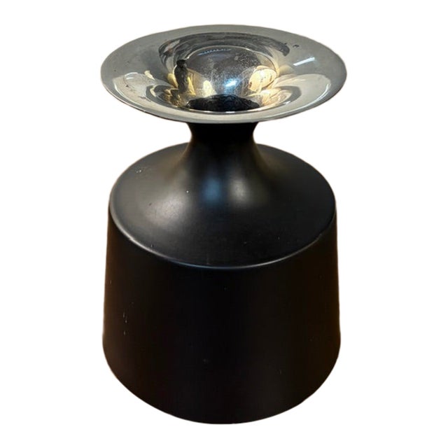 Vintage Metal Vase With Chrome Interior For Sale