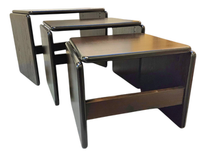 Italian Modern Ebonized Wood Nesting Tables, 1970s, Set of 3