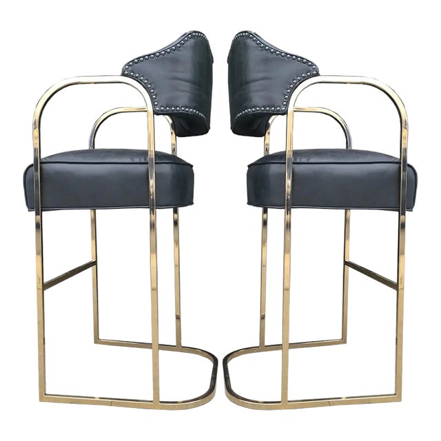 1940s Empiric Leather Lawatch Bar Stools- a Pair For Sale