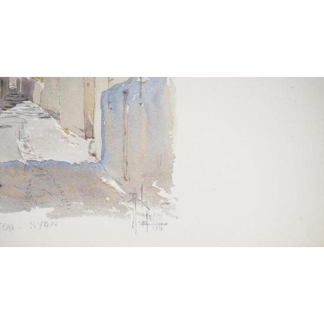 René Leverd, Switzerland, Staircase of Nyon Castle, Watercolor For Sale - Image 4 of 9