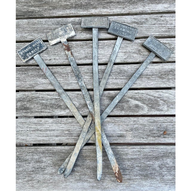 Set of Five Antique English Zinc Garden Markers Chairish