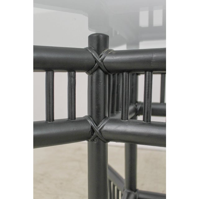 Bamboo Form Base Glass Top Dining Room Table For Sale - Image 11 of 12