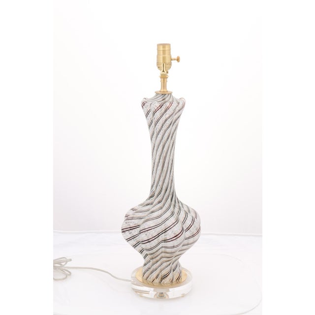 1960s Pair of Swirled Italian Art Glass Lamps, 1960s Italy For Sale - Image 5 of 7