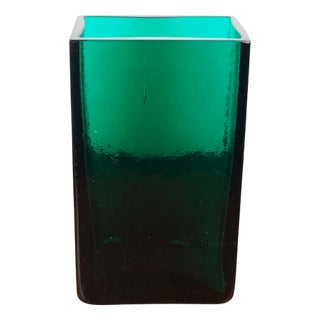 Mid-Century Modern Minimalist Glass Block Vase from Finncristall, Finland, 1960s For Sale