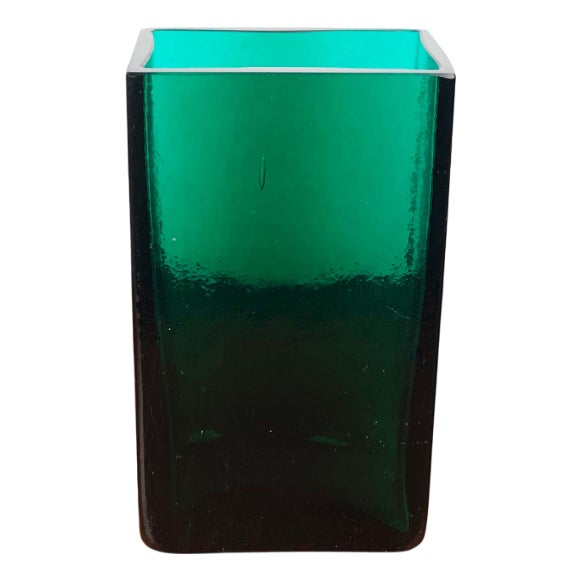 Mid-Century Modern Minimalist Glass Block Vase from Finncristall, Finland, 1960s For Sale