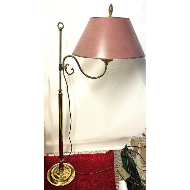 Vintage Brass Floor Lamp with Fabric Shade from Schulz & Adam, 1960s, in Very Good conditions. Designed 1960 to 1969 This...
