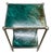 Stunning Chrome & Art Glass Two-Tier Side Table With Turquoise & Teal Art Glass – Modern Designer Accent Table For Sale