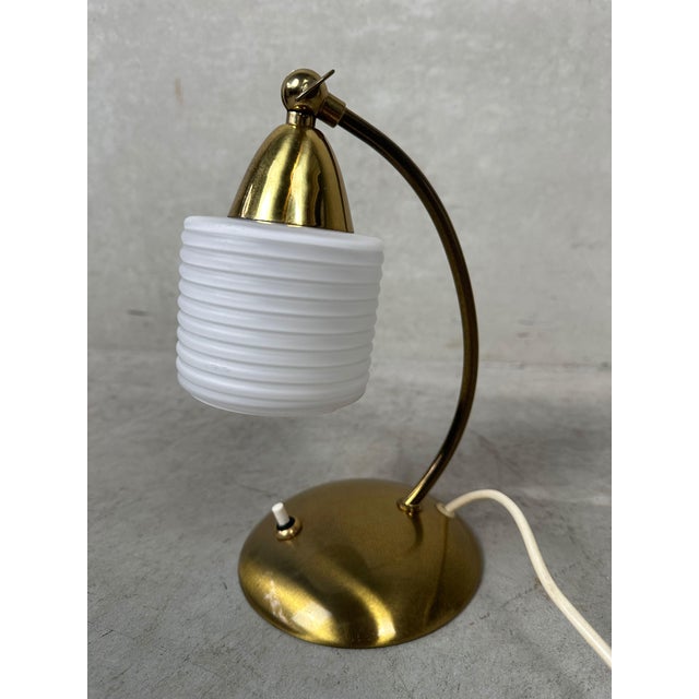 Vintage Brass and Opaline Table Lamp, 1950s For Sale - Image 4 of 10