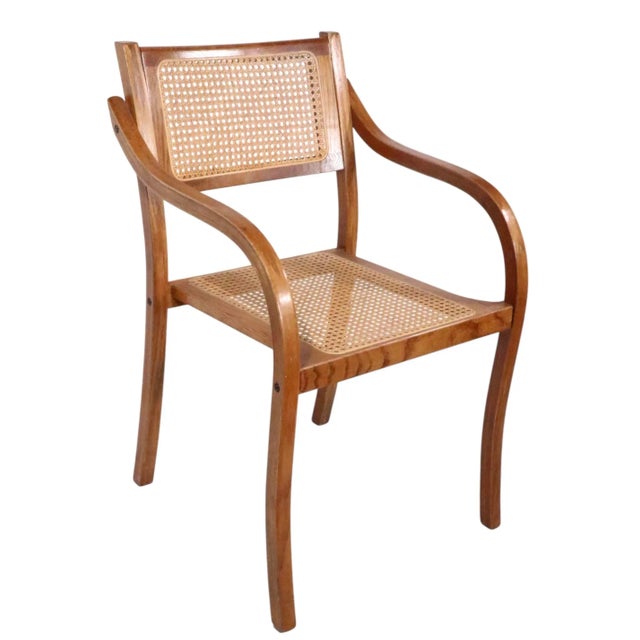 Bent Plywood and Cane Arm Chair Circa 1970's After Thonet For Sale - Image 12 of 12