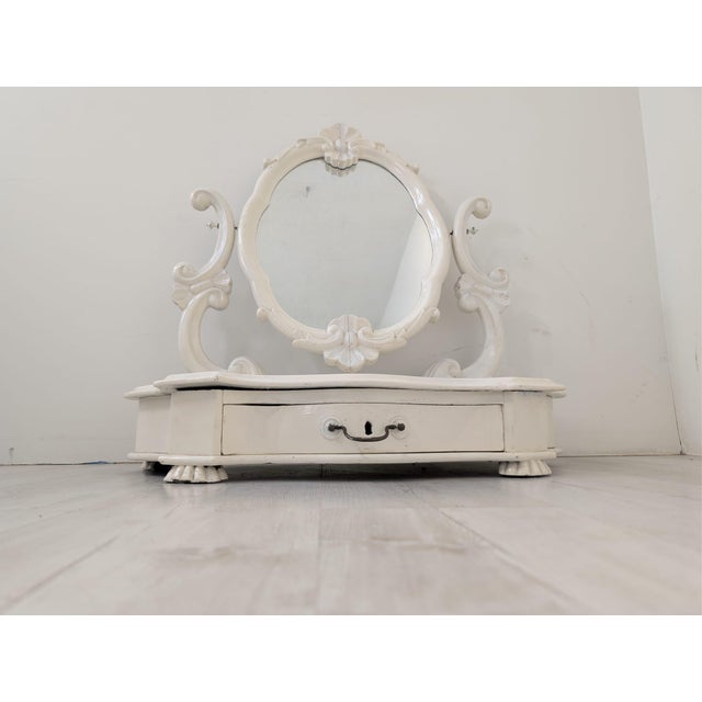 Vintage Whitewashed Dressing Table in Wood, 1940s For Sale - Image 12 of 18
