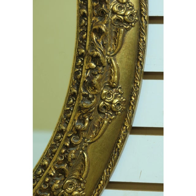 Vintage Oval Framed Carved Gold Mirror For Sale - Image 4 of 6
