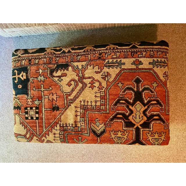 Mid 20th Century Ottoman Upholstered in Antique Kilim and Leather For Sale - Image 10 of 10