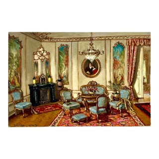 Vintage Barqoue Oil Painting For Sale