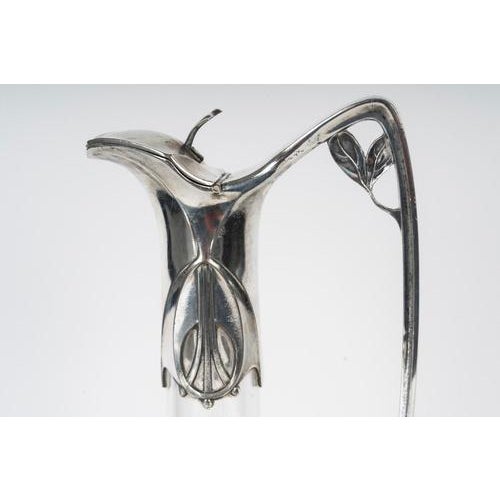 Metal Art Nouveau Crystal and Silver-Plated Claret Jug from Orivit, 1900s For Sale - Image 7 of 10