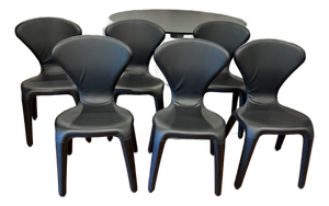 6 Roche Bobois "Marylin" Chairs - Inca Leather Black