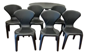 Roche Bobois Gently Used "Marylin" Chairs - Inca Leather Black
