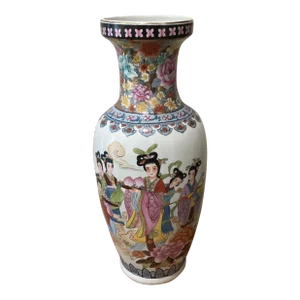 Mid 20th Century Chinese Famille Rose Hand Painted Porcelain Vase