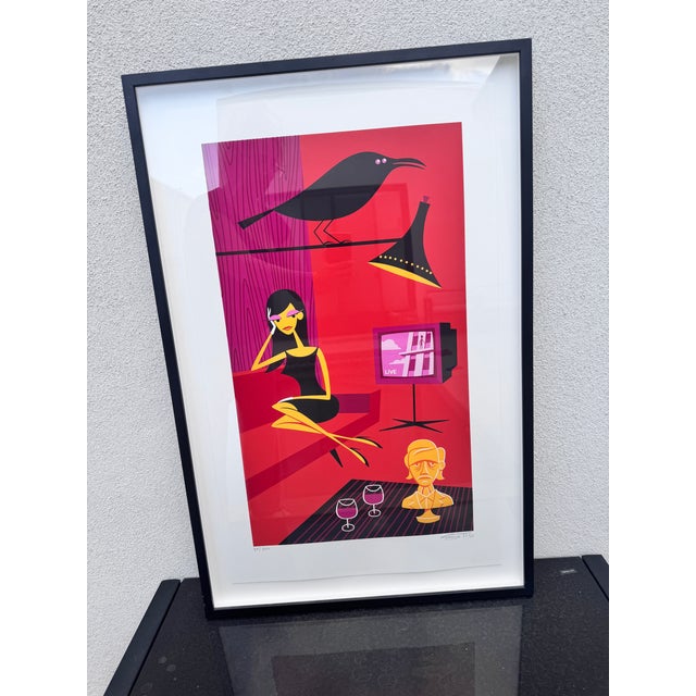 “Shag”Josh Agle Elsa and the Raven Signed Numbered Serigraph 2006 Framed 24|200 For Sale - Image 4 of 8