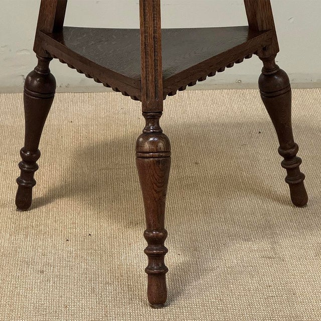 Antique English Nine Sided Carved Oak Spool Leg Occasional Table For Sale - Image 13 of 17