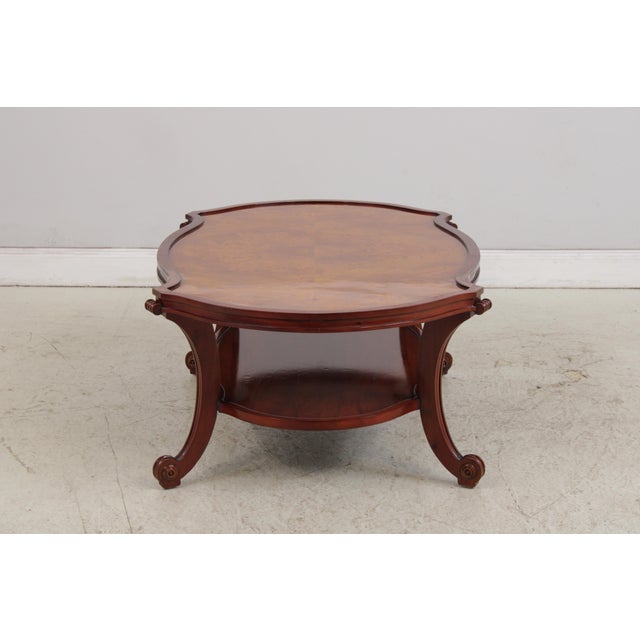 Gorgeous Burl Wood 2 Tier Coffee Table For Sale - Image 4 of 16