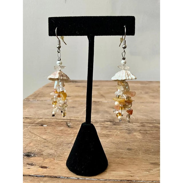 Vintage Boho Drop Shell Earrings For Sale In West Palm - Image 6 of 12