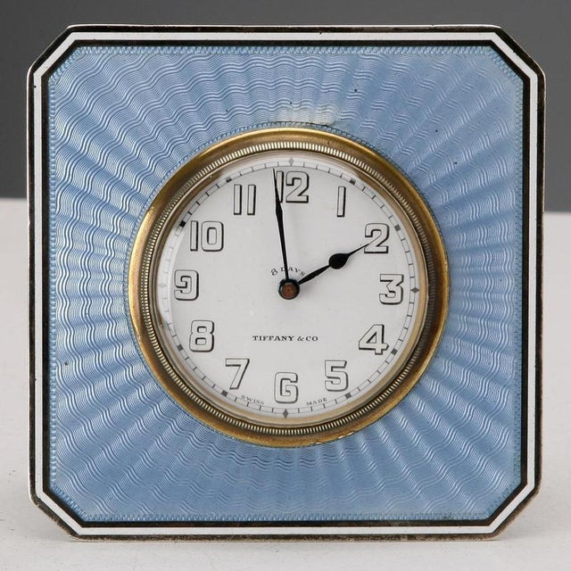 Vintage Table Clock in Sterling Silver from Tiffany & Co., 1940s For Sale - Image 3 of 9