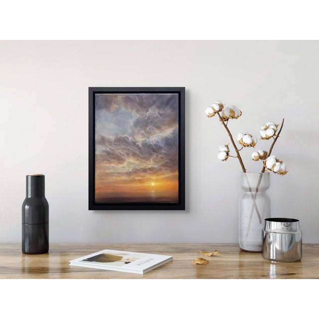 Contemporary Shine Again by Brian Sostrom | Acrylic on panel of a sunset over the ocean with clouds For Sale - Image 3 of 5