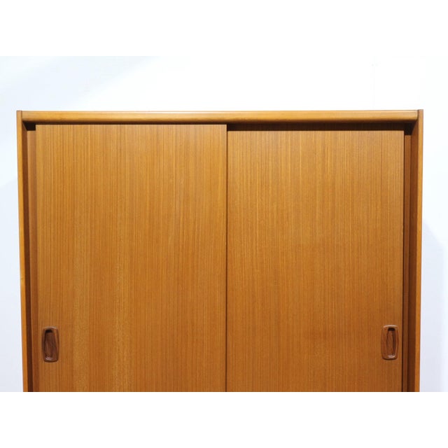 Wood Mid Century Modern Vintage Teak Sliding Door Armoire Wardrobe in the Style of Austinsuite Danish Style For Sale - Image 7 of 14