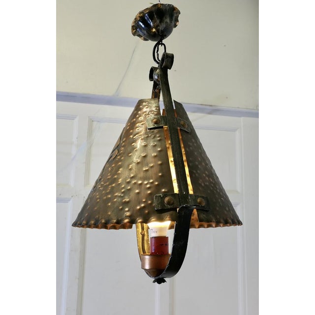 French Arts and Crafts Gothic Copper Lantern, 1890s For Sale - Image 4 of 9