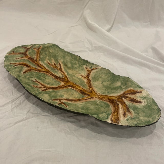 Late 20th Century Pottery Original Handmade Art Vessel With Tree Design For Sale - Image 12 of 12