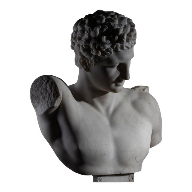 19th Century Grand Tour Marble Bust of Hermes of Olympia, Italy For Sale