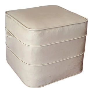 1960s Mid-Century Vinyl Ottoman For Sale