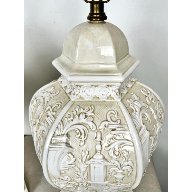 Ceramic Vintage Italianate Ceramic Lamps- A Pair For Sale - Image 7 of 11
