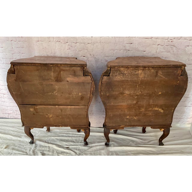 Italian Burled Wood Rococo Style Bombé Chests a Pair For Sale - Image 13 of 16