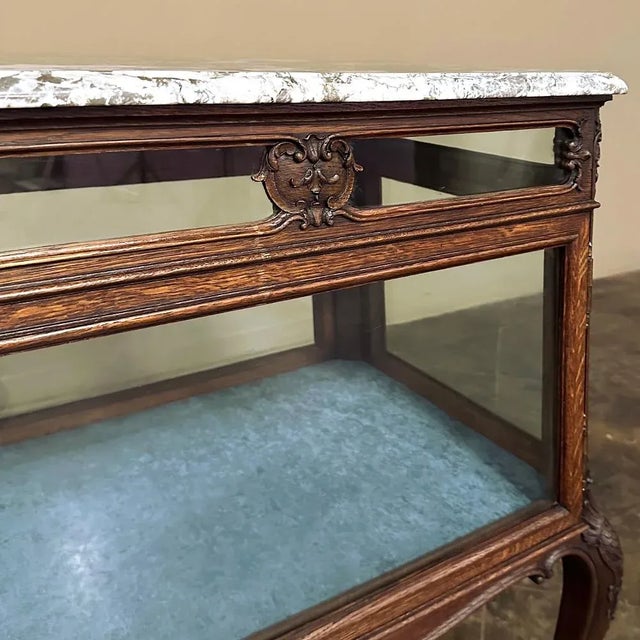 19th Century French Louis XIV Marble Top Display Case For Sale - Image 9 of 13