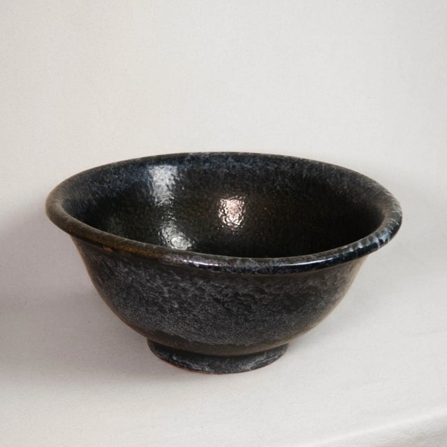 Late 20th Century Vintage Wabi Sabi Large Blue Glazed Studio Ceramic Planter For Sale - Image 5 of 12