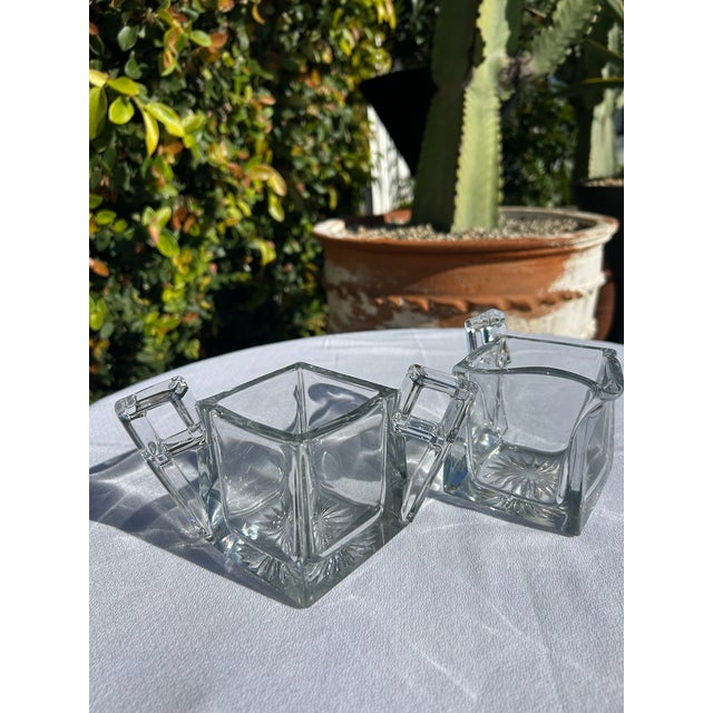 Art Deco Vintage Cut Crystal Cream & Sugar Set For Sale - Image 3 of 16