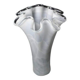 Mid-20th Century White Murano Glass Art Vase For Sale