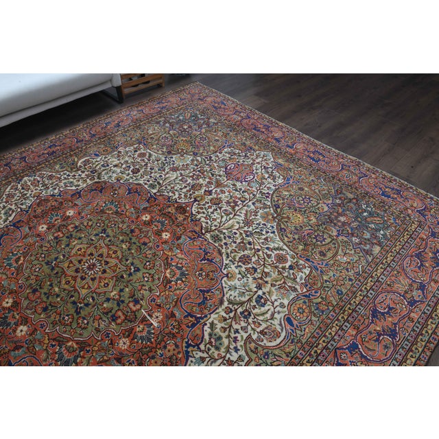 Textile 1960s Vintage Persian Handmade Wool Cotton Light Red Area Rug For Sale - Image 7 of 11