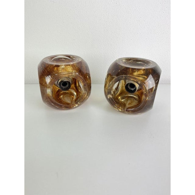 Vintage Cubic Murano Glass Wall Lamps, 1970s, Set of 2 For Sale - Image 10 of 10