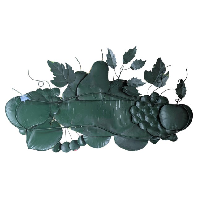 Green Vintage Painted Tole Metal Fruit Wall Sculpture For Sale - Image 8 of 15
