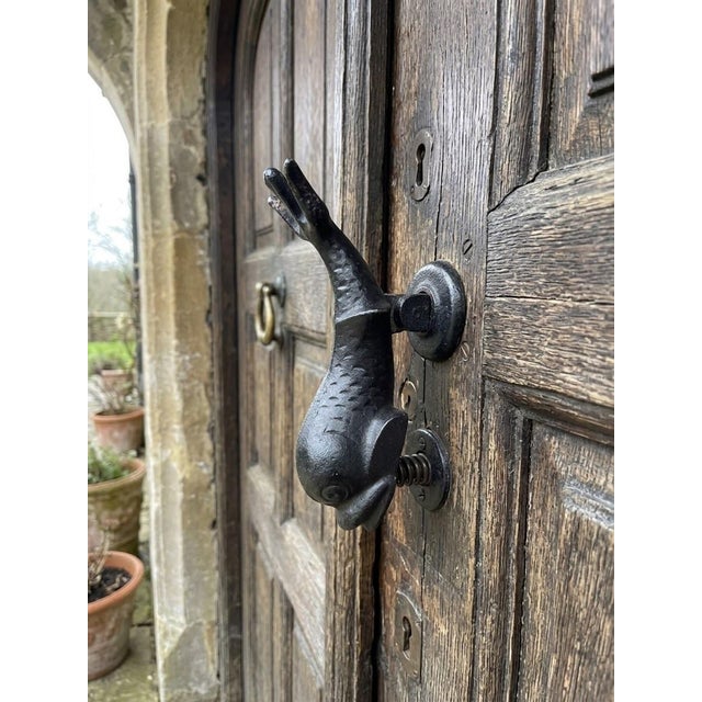 Vintage Cast Iron Fish & Dolphin Architectural Door Knocker For Sale - Image 9 of 12