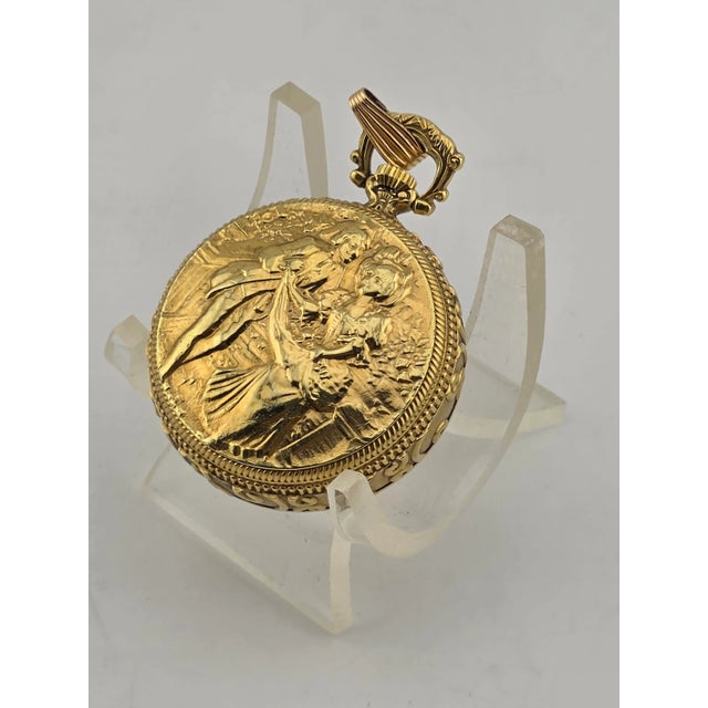 1920s Rare Vintage Ornate "Ernest Borel" 17 Jewel Gold Plated Pendant Watch Works For Sale - Image 5 of 16