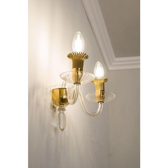 Gold Vintage Wall Lamp with Two Lights, 1970s For Sale - Image 8 of 8